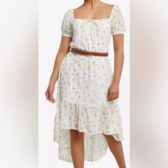 Madden Girl Dresses & Skirts - MADDEN GIRL Floral Ditsy Belted Hi-Low Dress(Bust 40” W30”L40”-50”)